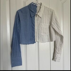 Shop Hope's Blue and White Striped Shirt